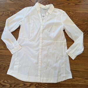 NWT J. Jill white shirt collection white button front blouse Size Small